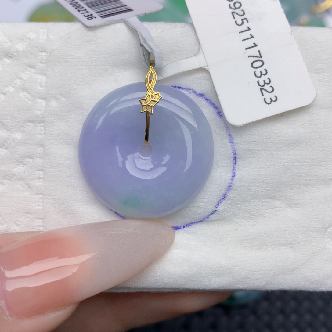 翡翠18K金镶嵌颈饰天然缅甸翡翠a货百元以上9元证书费自理