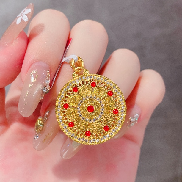 足金999 黄金首饰 5D莫桑八瑞相莲吊坠【赠绳子】