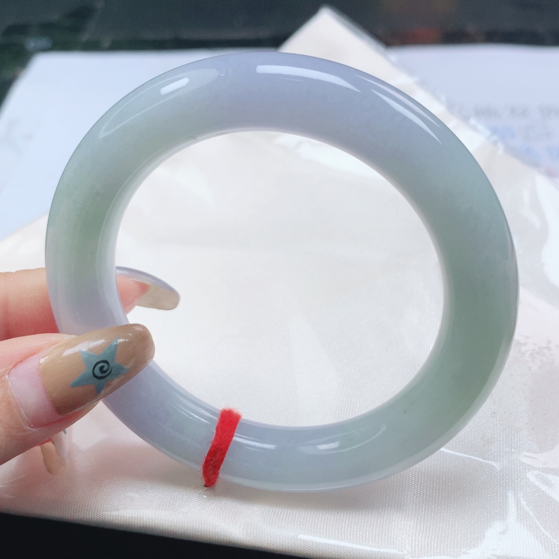 翡翠未镶嵌手镯翡翠54.4春彩圆条