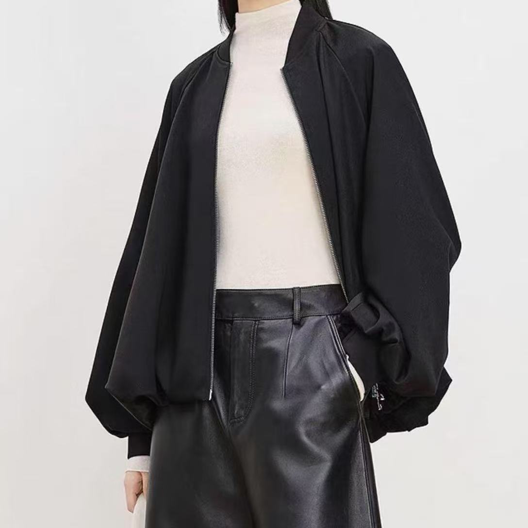 <老尚家035>圆领短外套简约女装插肩袖休闲外套