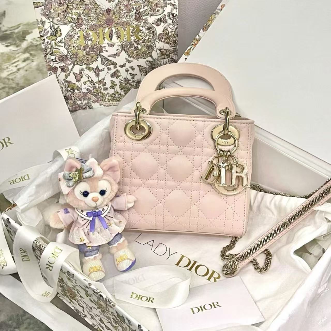 95新 DIOR/迪奥 Dior粉色戴妃三格 25050006-01
