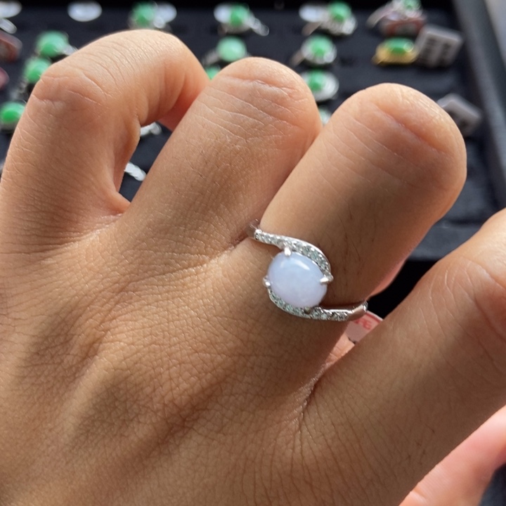 翡翠戒指银S925镶嵌戒指