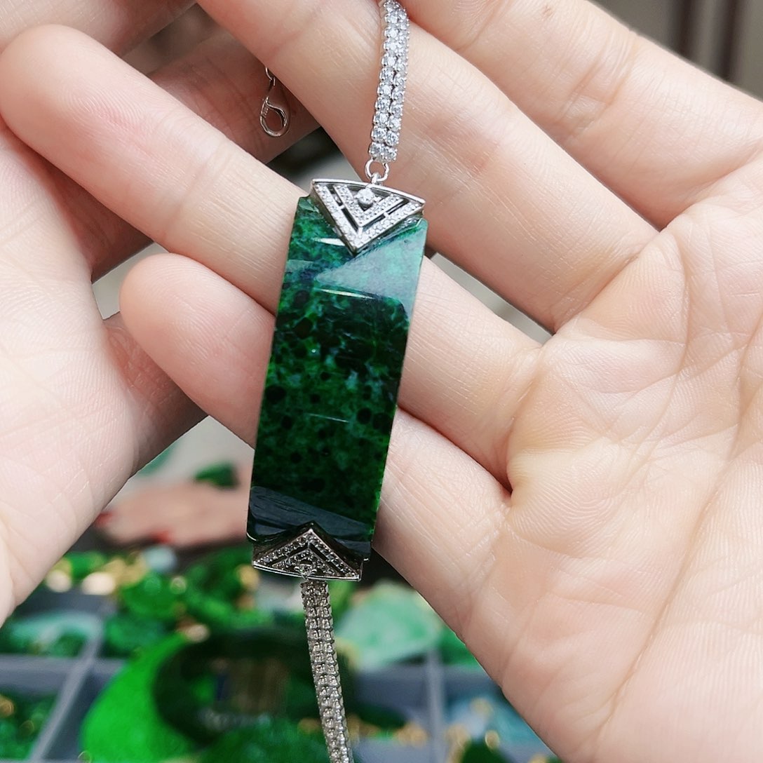 翡翠手链银S925镶嵌手链