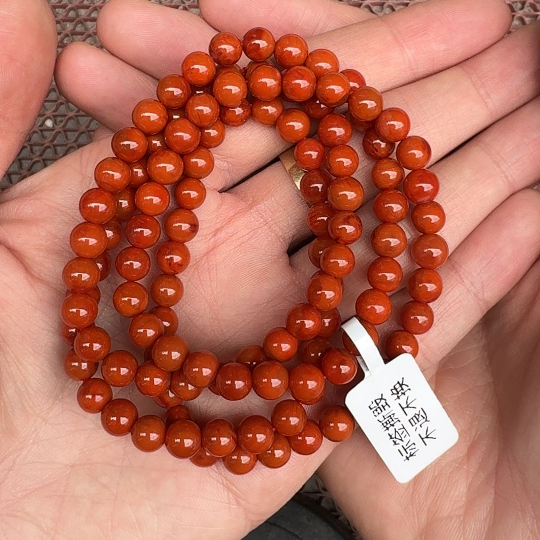南红玛瑙手链未镶嵌项链多圈原矿南红6加瓦西高色