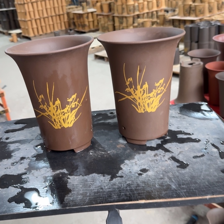 紫砂花盆 高度23口径17俩只