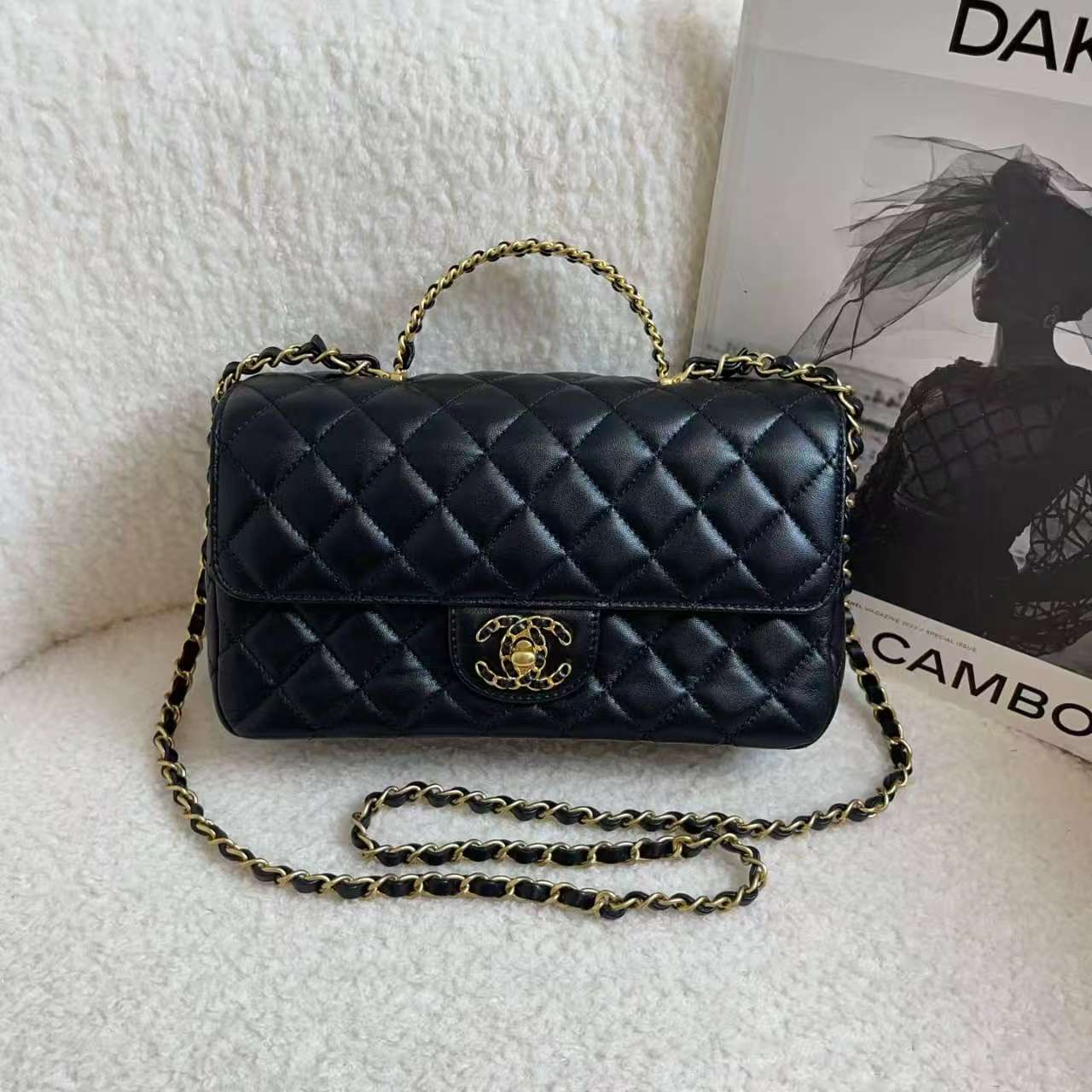 99新 Chanel/香奈儿 字母手柄口盖包/74995077/12期免息/代卖服务