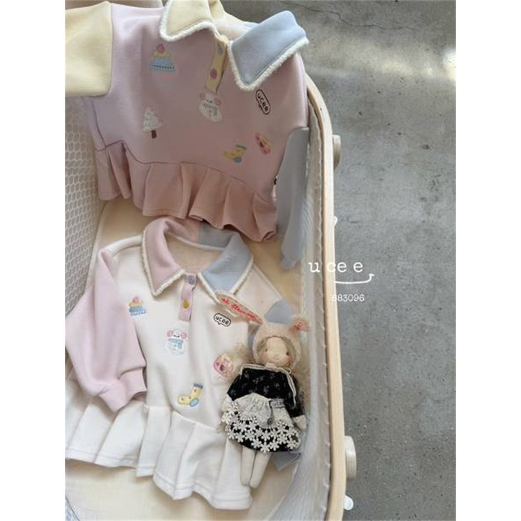 釉兮·25冬~卡通拼色POLO领卫衣883096（汉服童装）