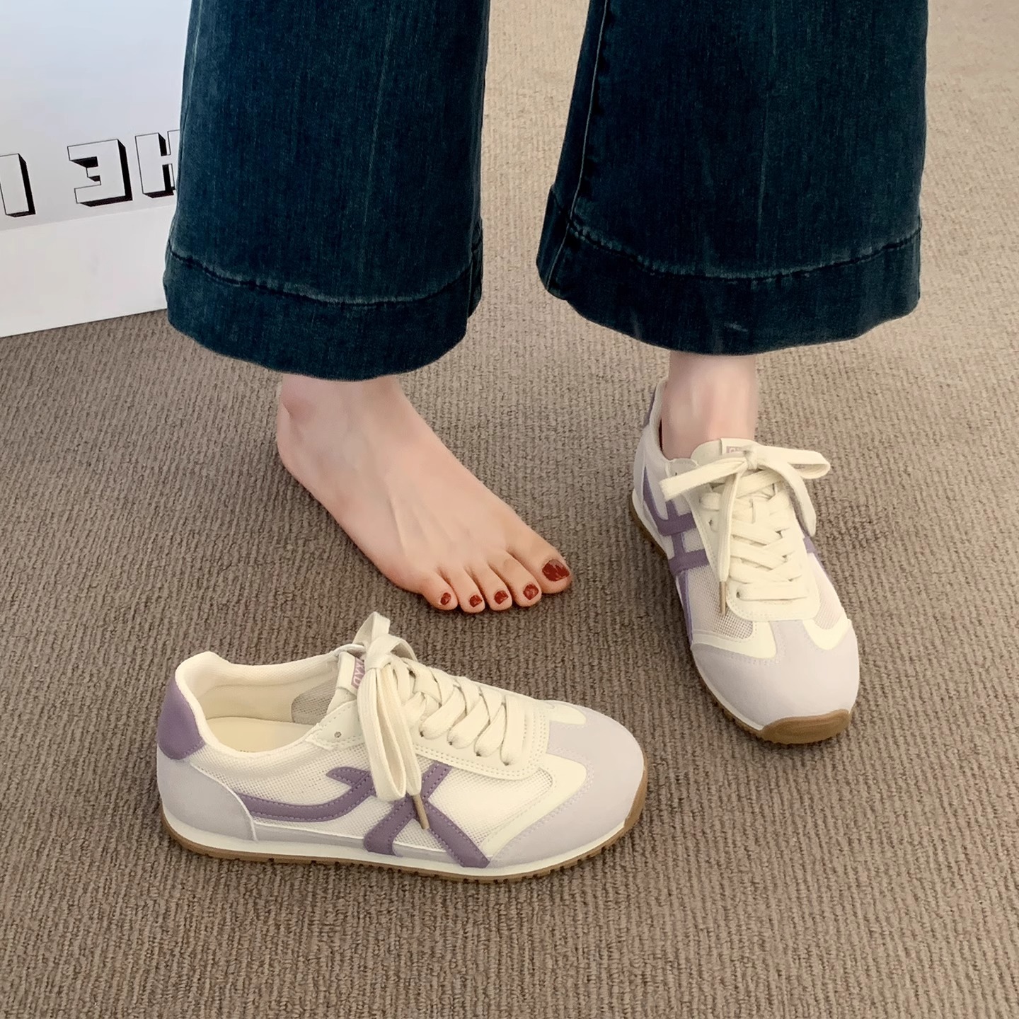 小白德训鞋子女2025新款爆款夏季超火薄底运动鞋网面透气休闲板鞋