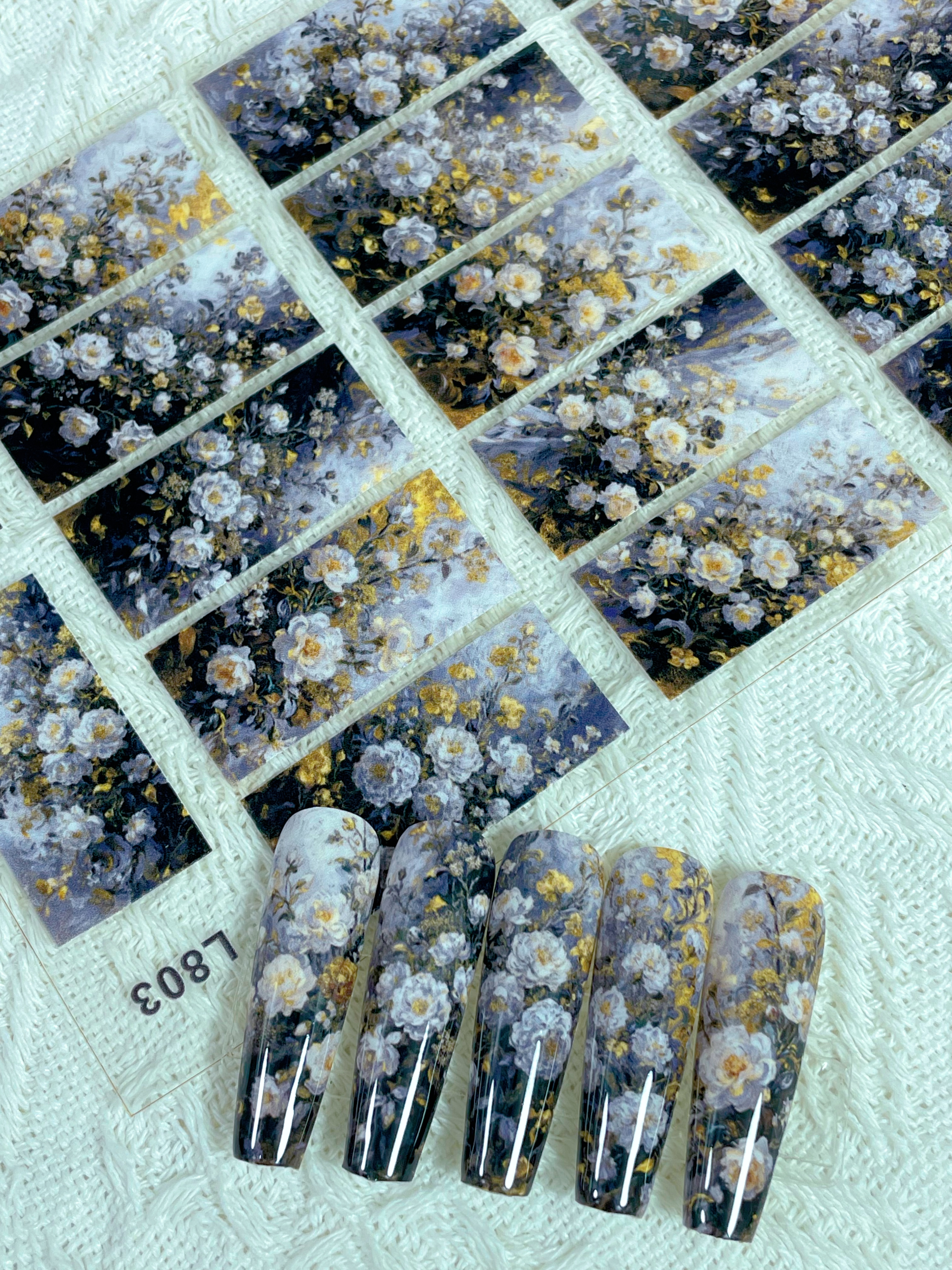 L系列爆美花花美甲贴DIY贴冰箱贴电脑贴手账秒贴转绘贴DIY贴