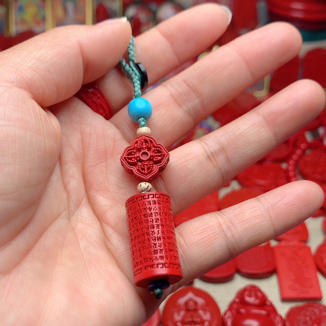 天然辰砂工艺品朱砂钥匙扣