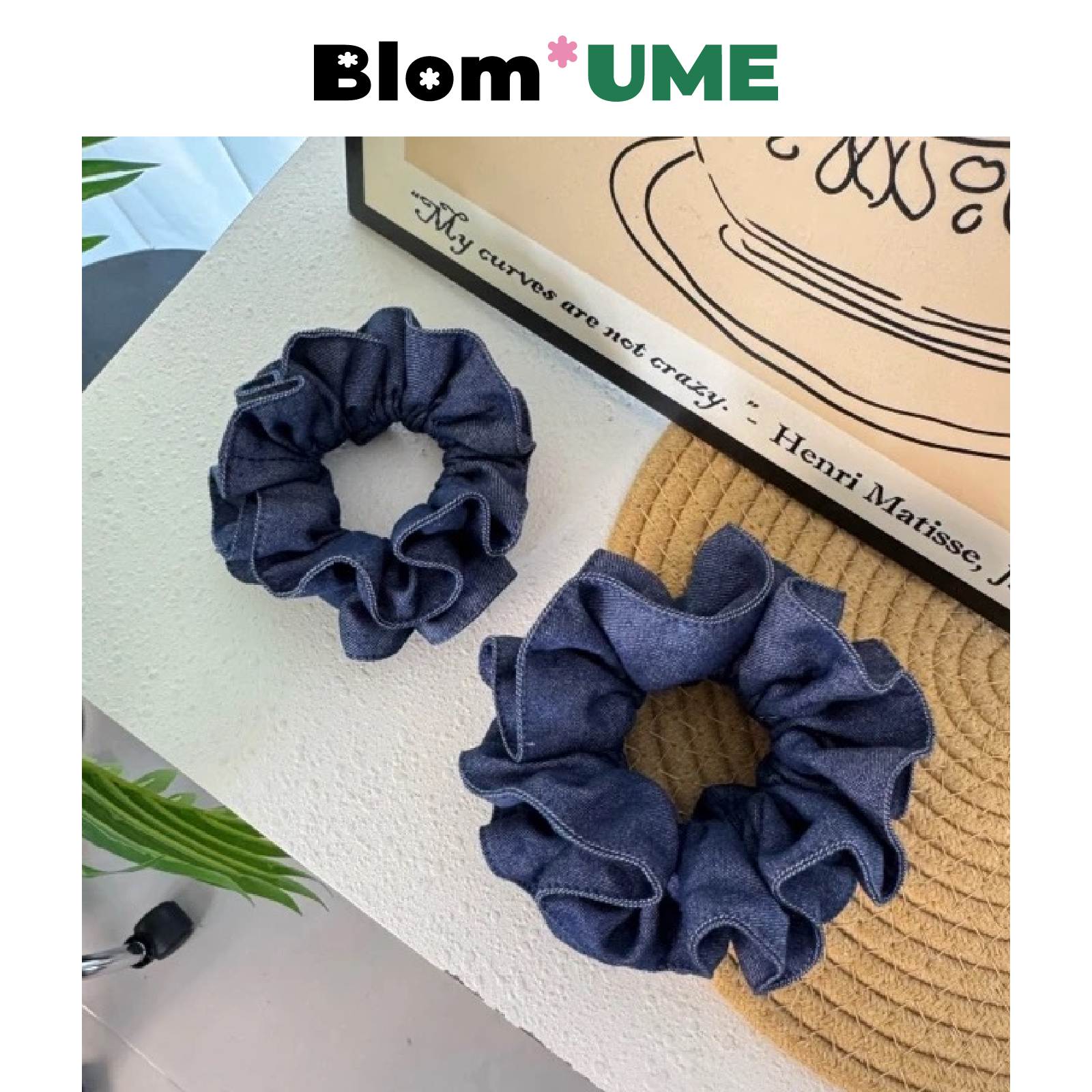 BlomUME新款百褶软牛仔小蛮腰发圈韩系简约高质感发圈马尾发饰529