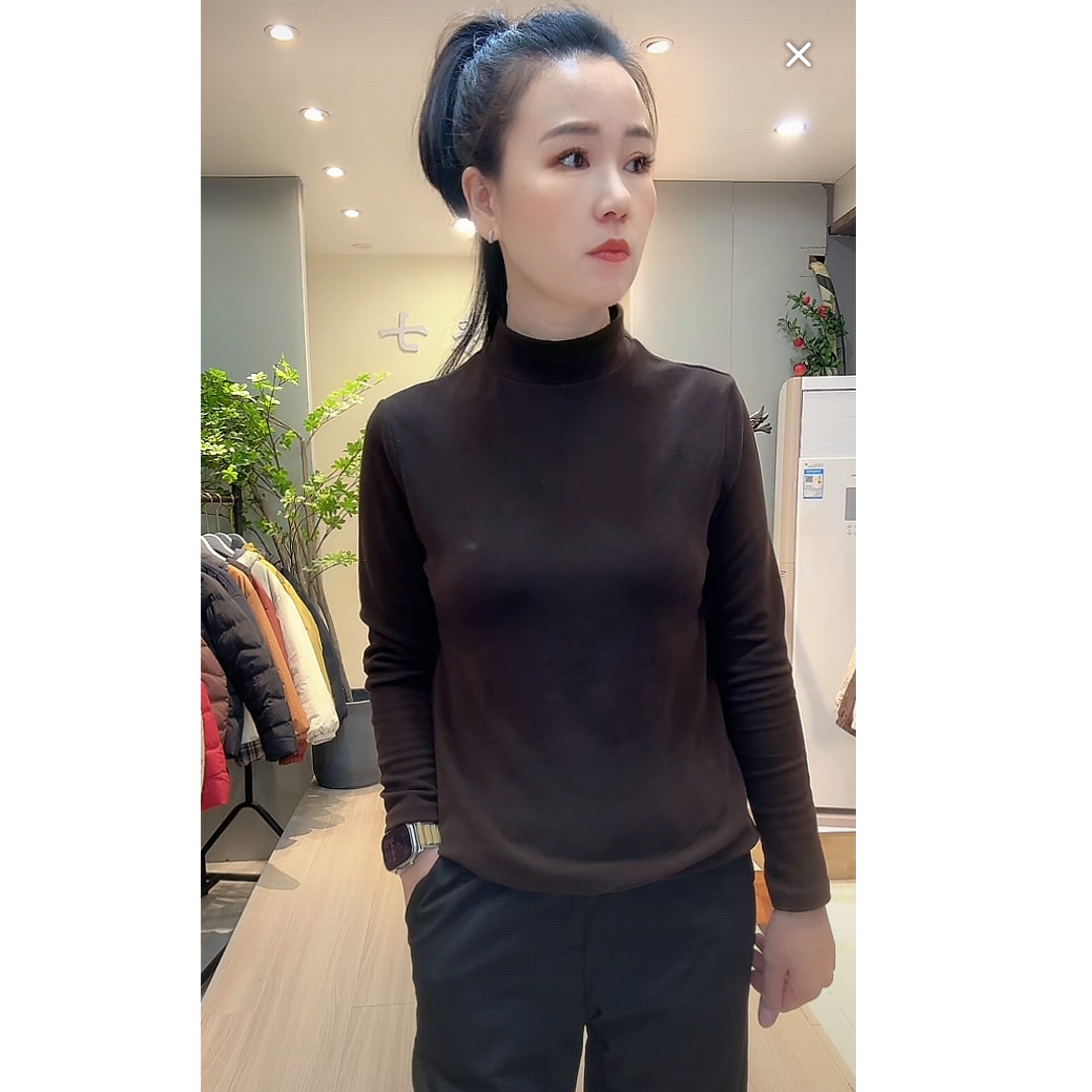 【七彩衣新品】基础打底3336中领双面磨绒加厚打底衫  衣长59