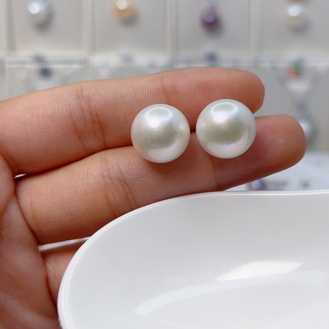 淡水珍珠耳饰银S925镶嵌12➕