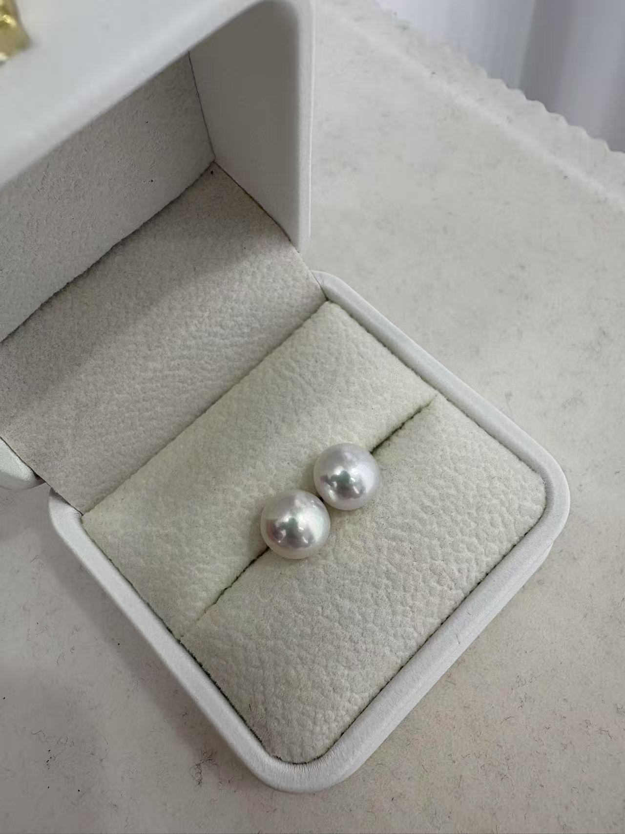 DE10淡水18K金珍珠耳钉8-9MM经典简约百搭时尚简单