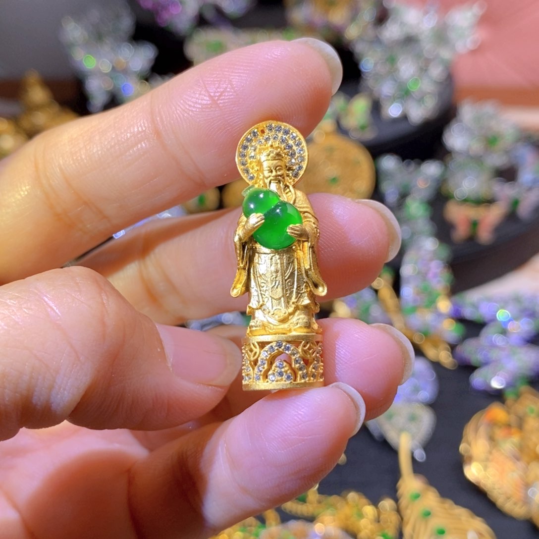 吊坠(不含链)银S925镶嵌翡翠