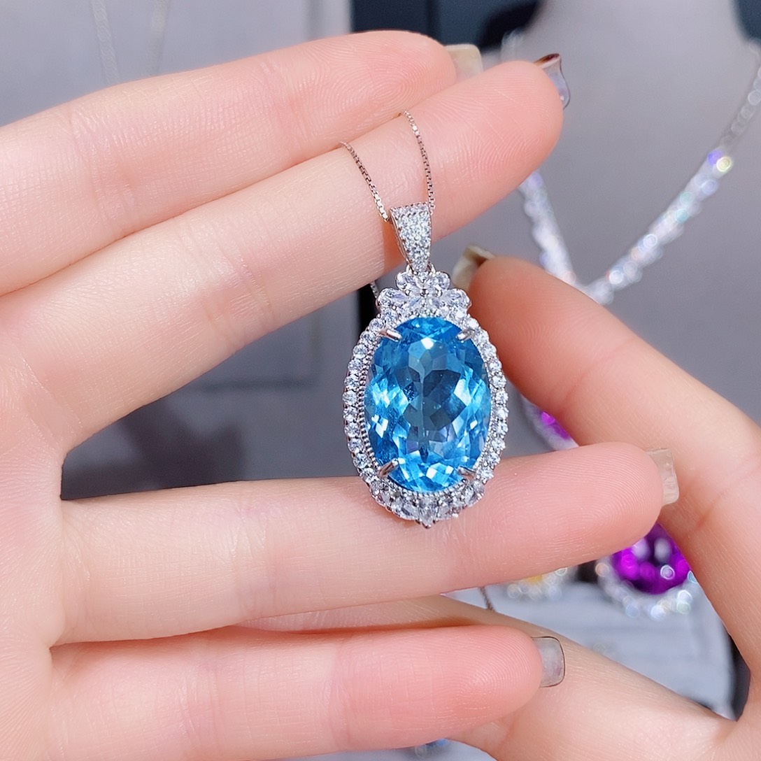 托帕石颈饰银S925镶嵌1212