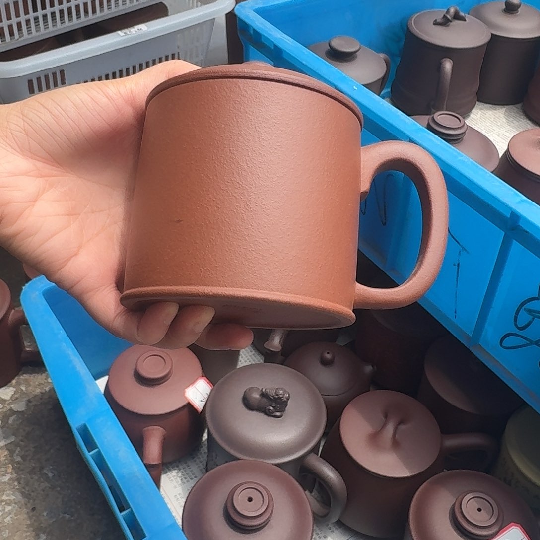 茶杯紫砂尾单微瑕粗砂老板杯