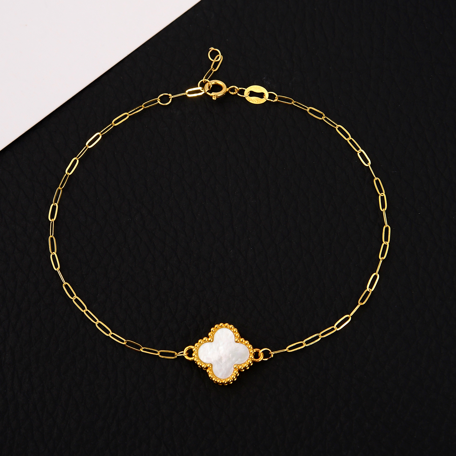 【柴柴专属】18K金白贝母单花卡链手链 清新繁星轻奢经典百搭简约