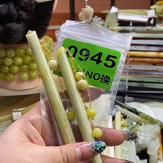 蛇纹石玉发簪未镶嵌?****?
