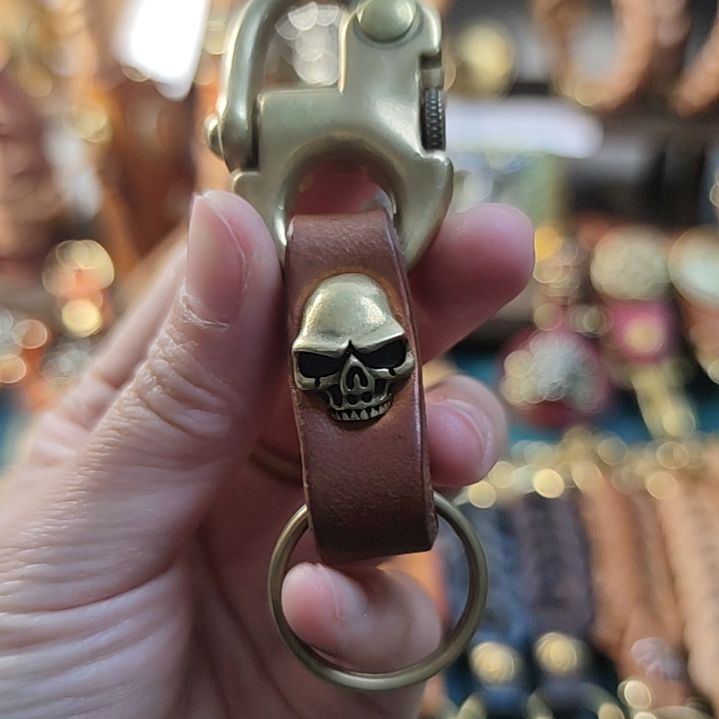 铜铁合金类原色海军钩骷髅头钥匙扣