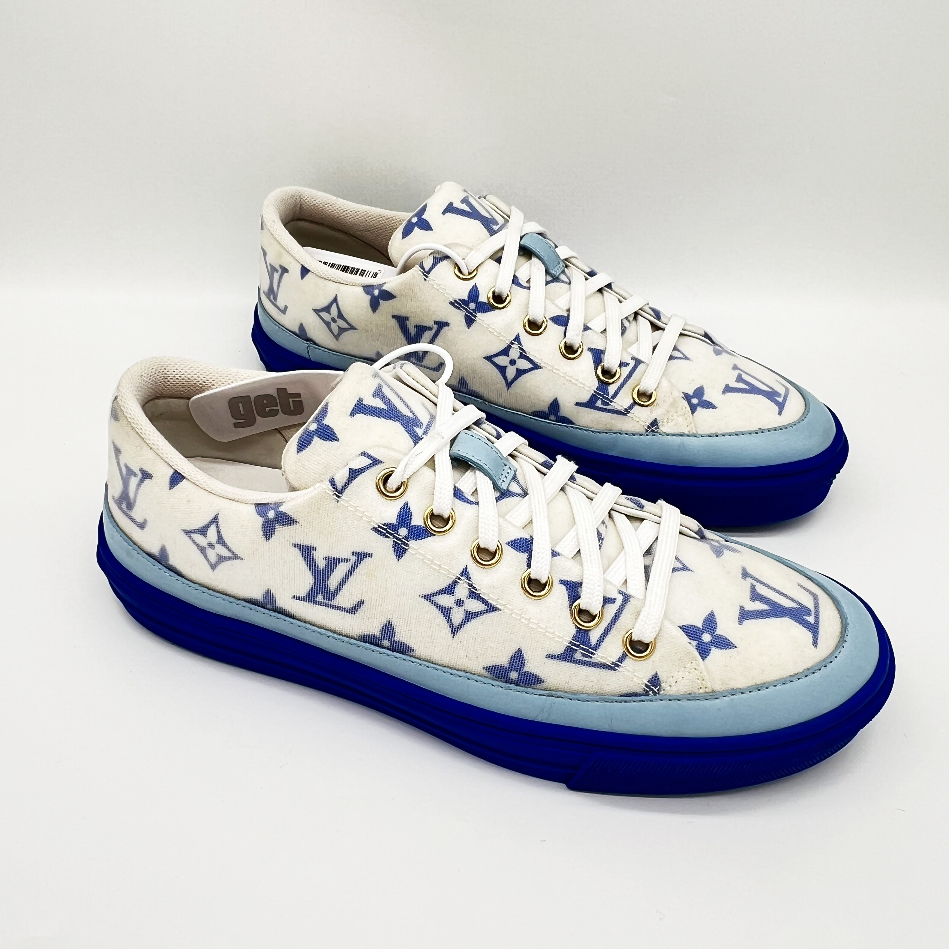 99新 LouisVuitton/路易威登 蓝色满印老花舒适板鞋4欧VS0098