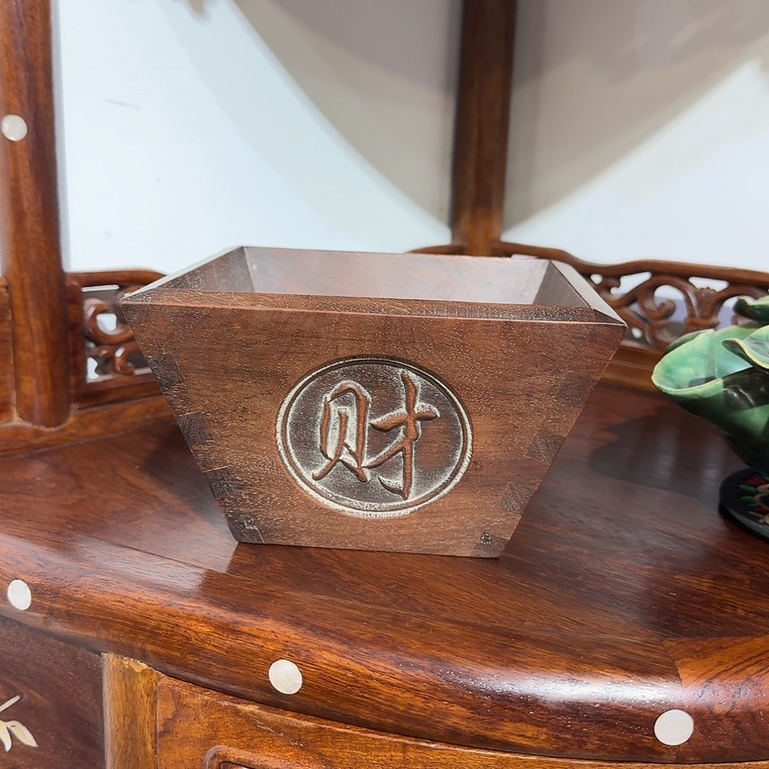 白***@木复古装饰摆件小米斗16.5/16.5/10厘米