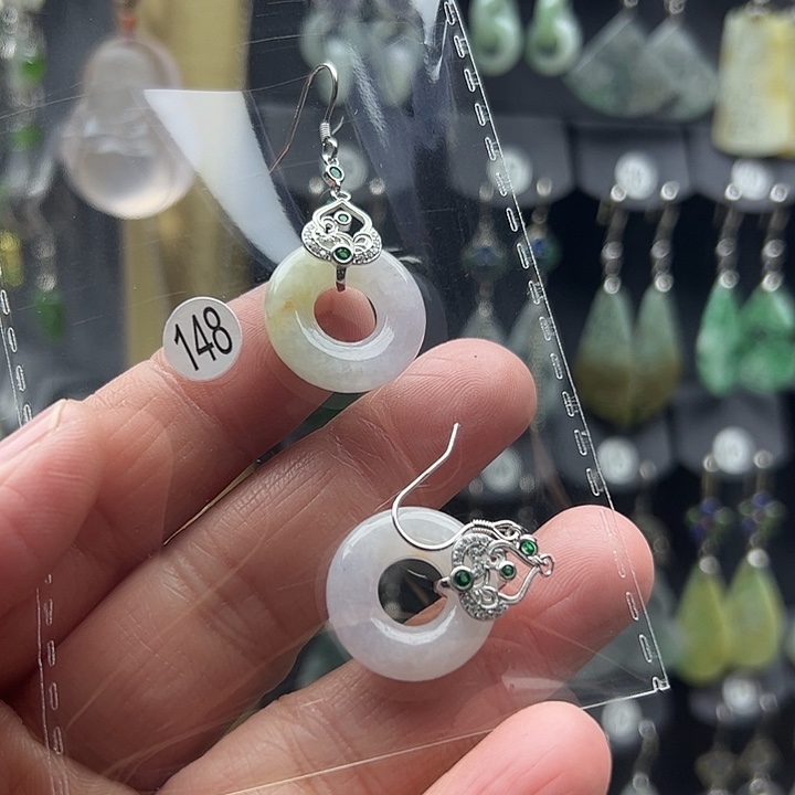 翡翠耳饰银S925镶嵌?****?