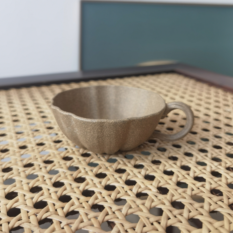 宜脉紫砂 宜兴原矿紫砂杯 全手工荷叶杯 原矿青段