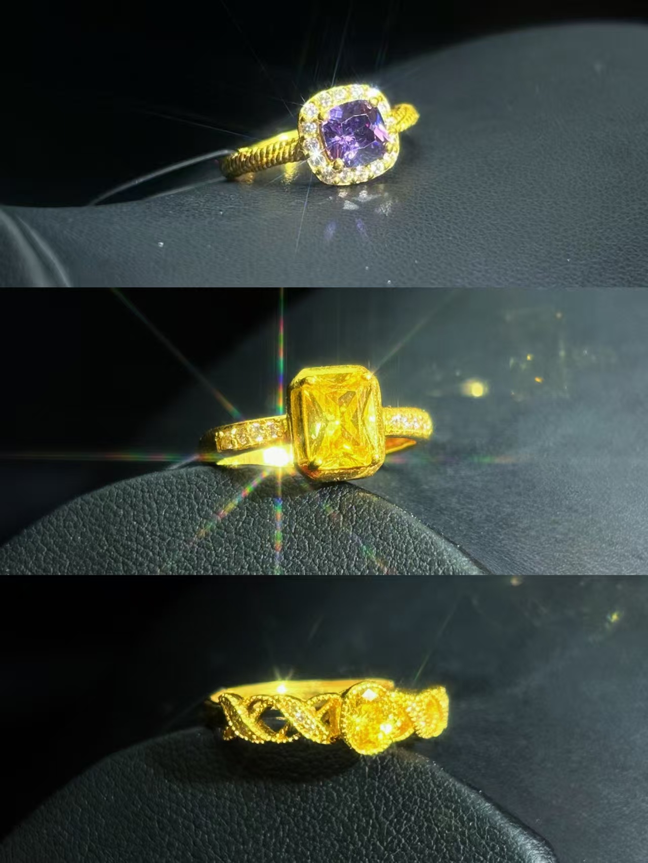 SUNFEEL/赛菲尔黄金足金立方氧化锆黄金戒指时尚百搭送礼