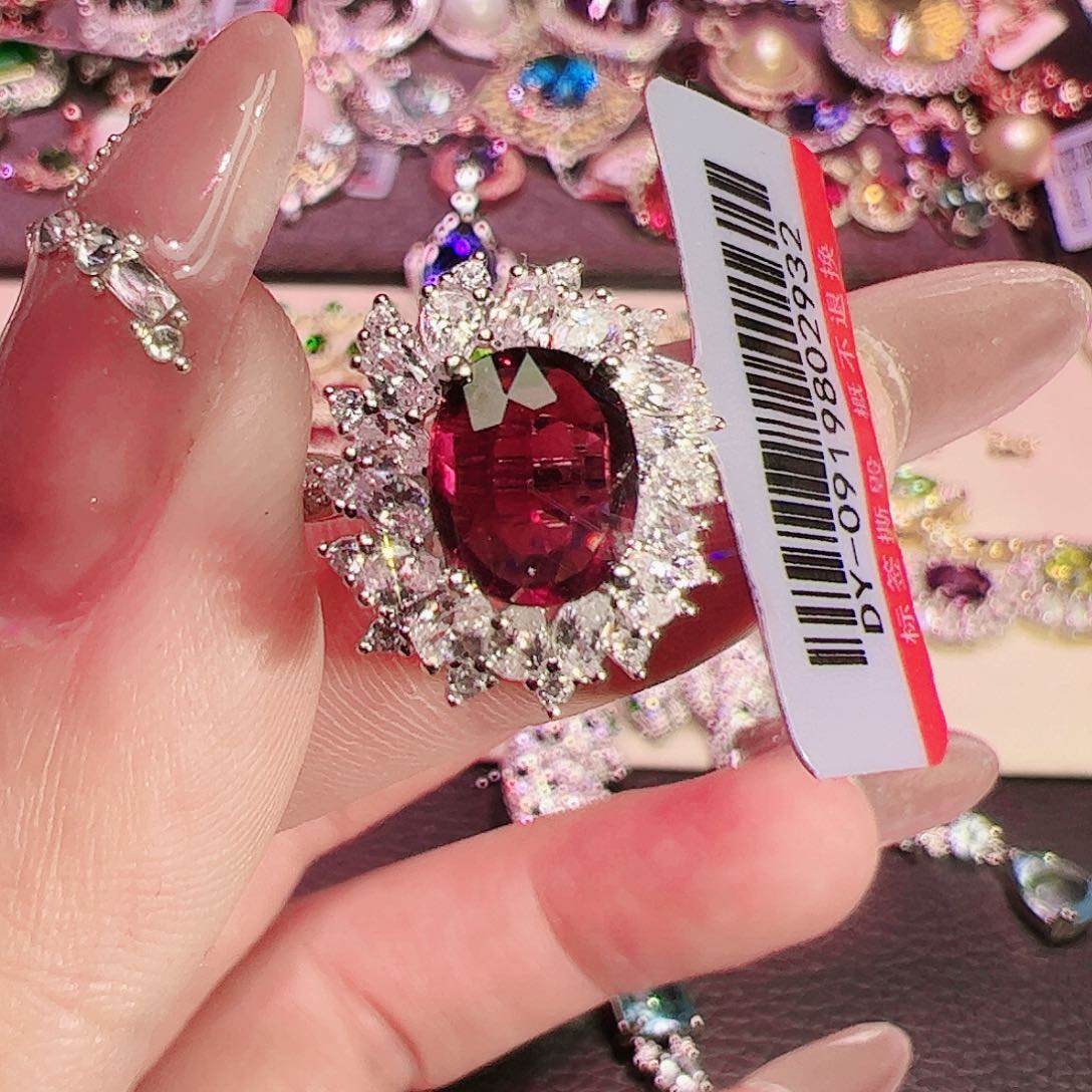 碧玺碧玺戒指银S925镶嵌