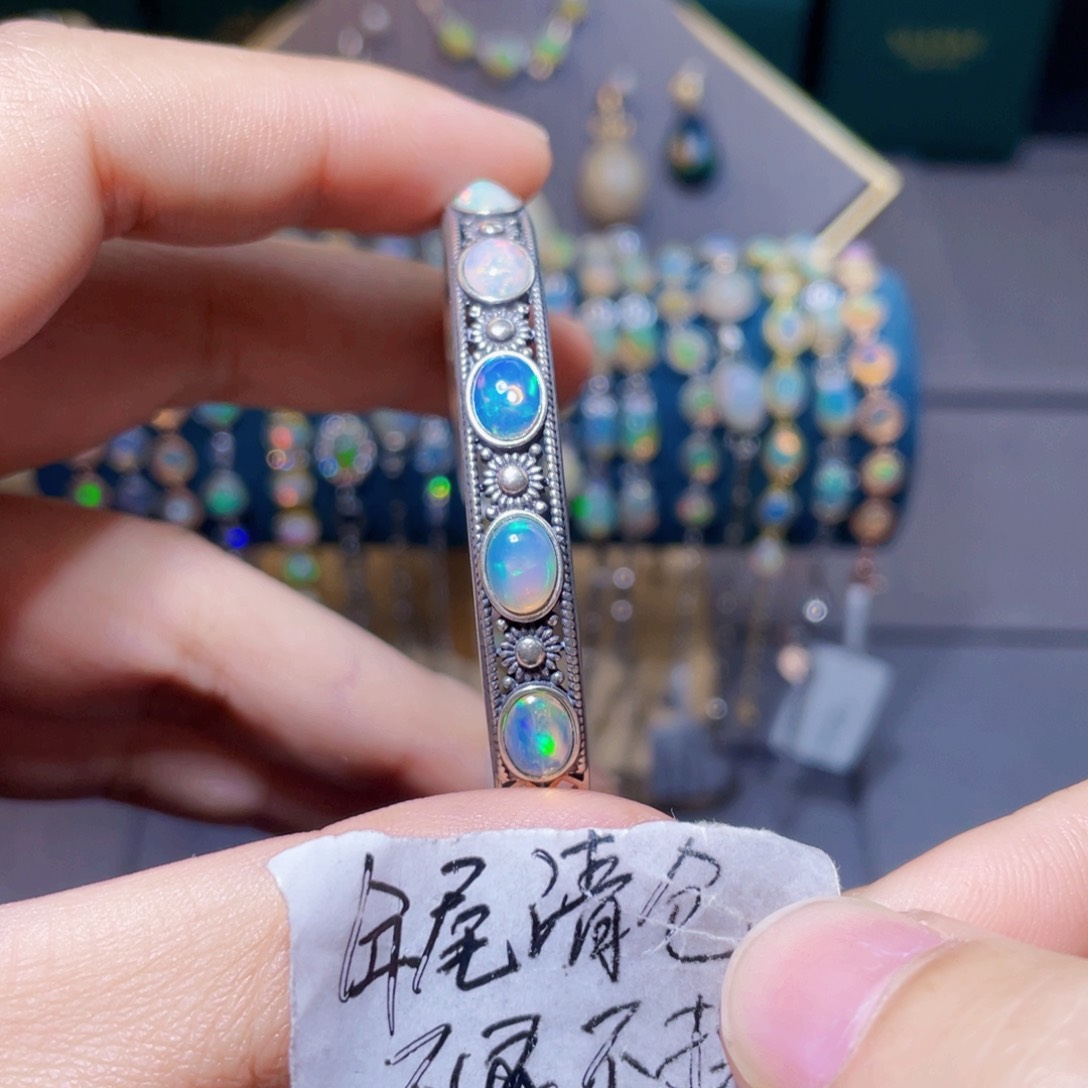 欧泊手镯）银S925镶嵌