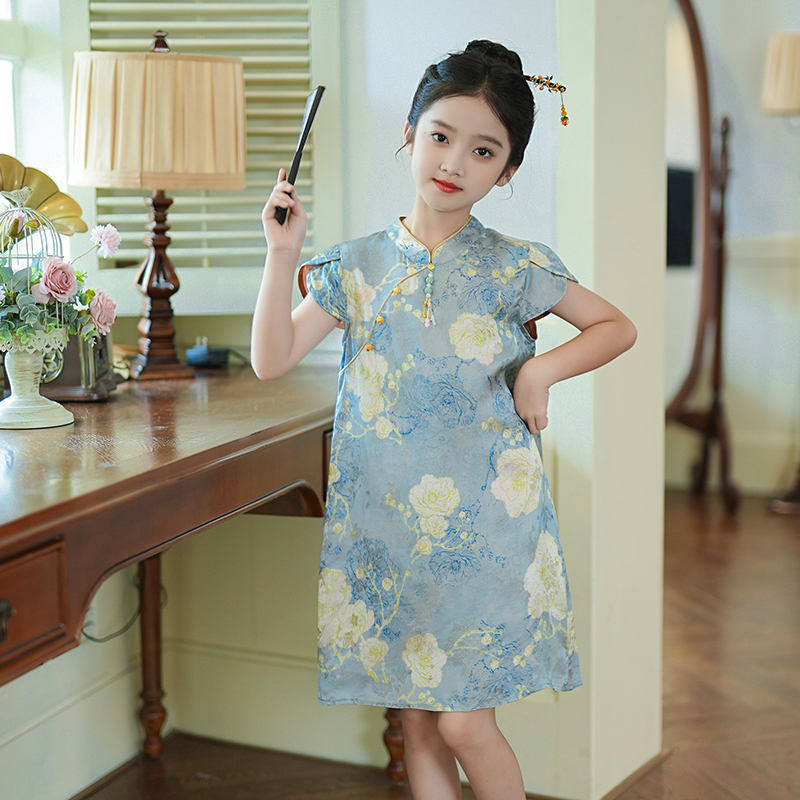 0769560女童新中式旗袍裙2025夏季新款国风碎花连衣服洋气公主裙