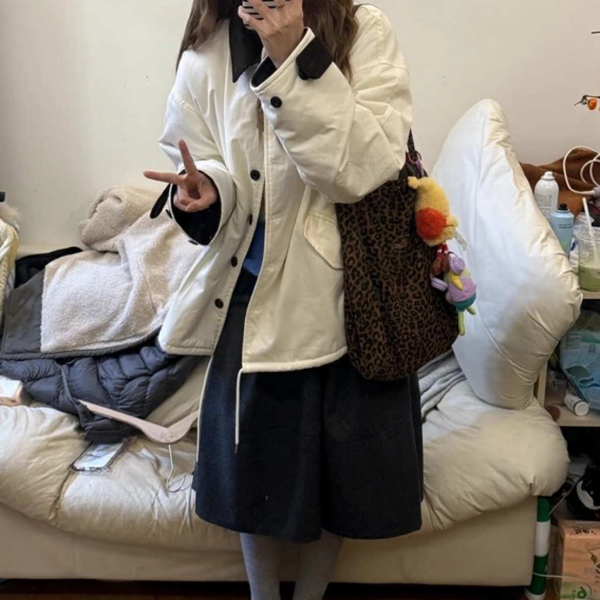 950#撞色羊羔毛拼接外套