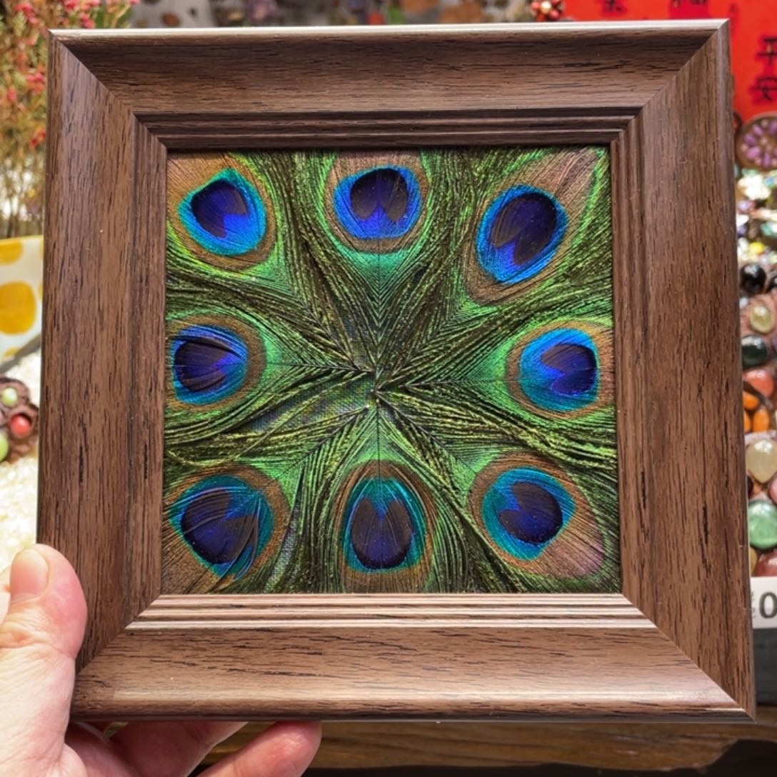 核桃木/黑胡桃（胡桃木）303孔雀半成品相框