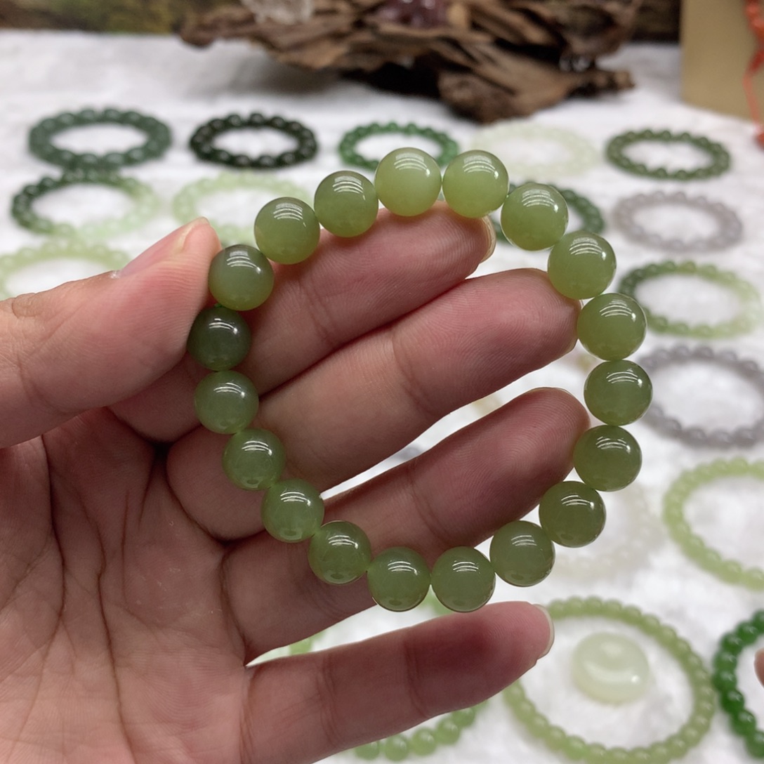 和田玉未镶嵌手串（湖水绿10）