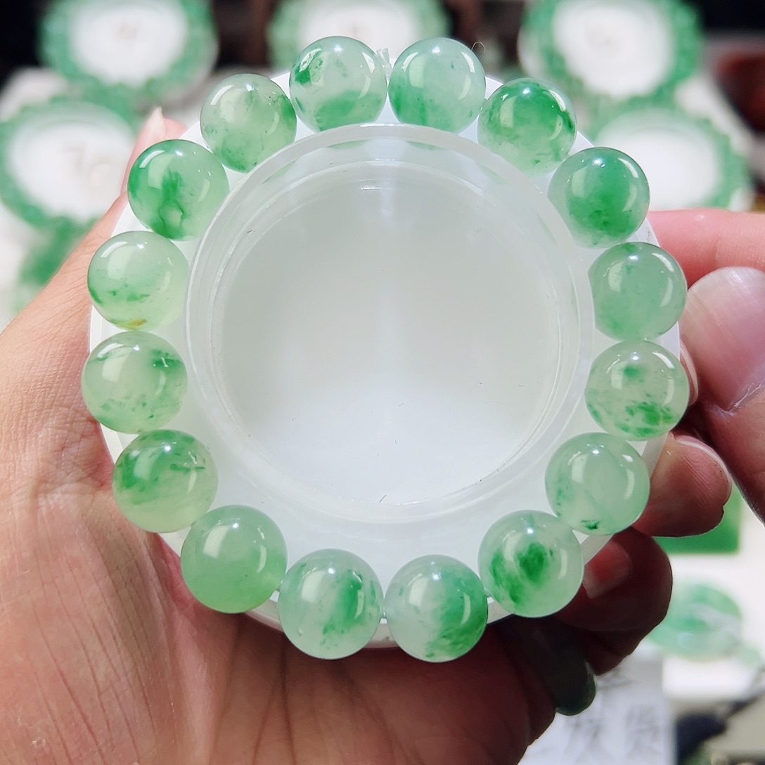 石英质玉手串未镶嵌卡13冰飘花珠子手串