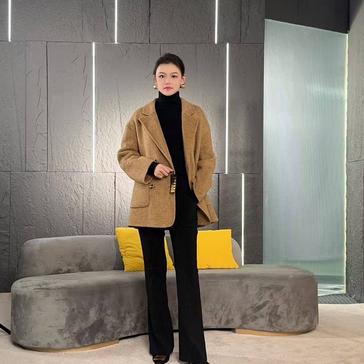 Falaibang/法莱邦Q009黄色羊毛大衣