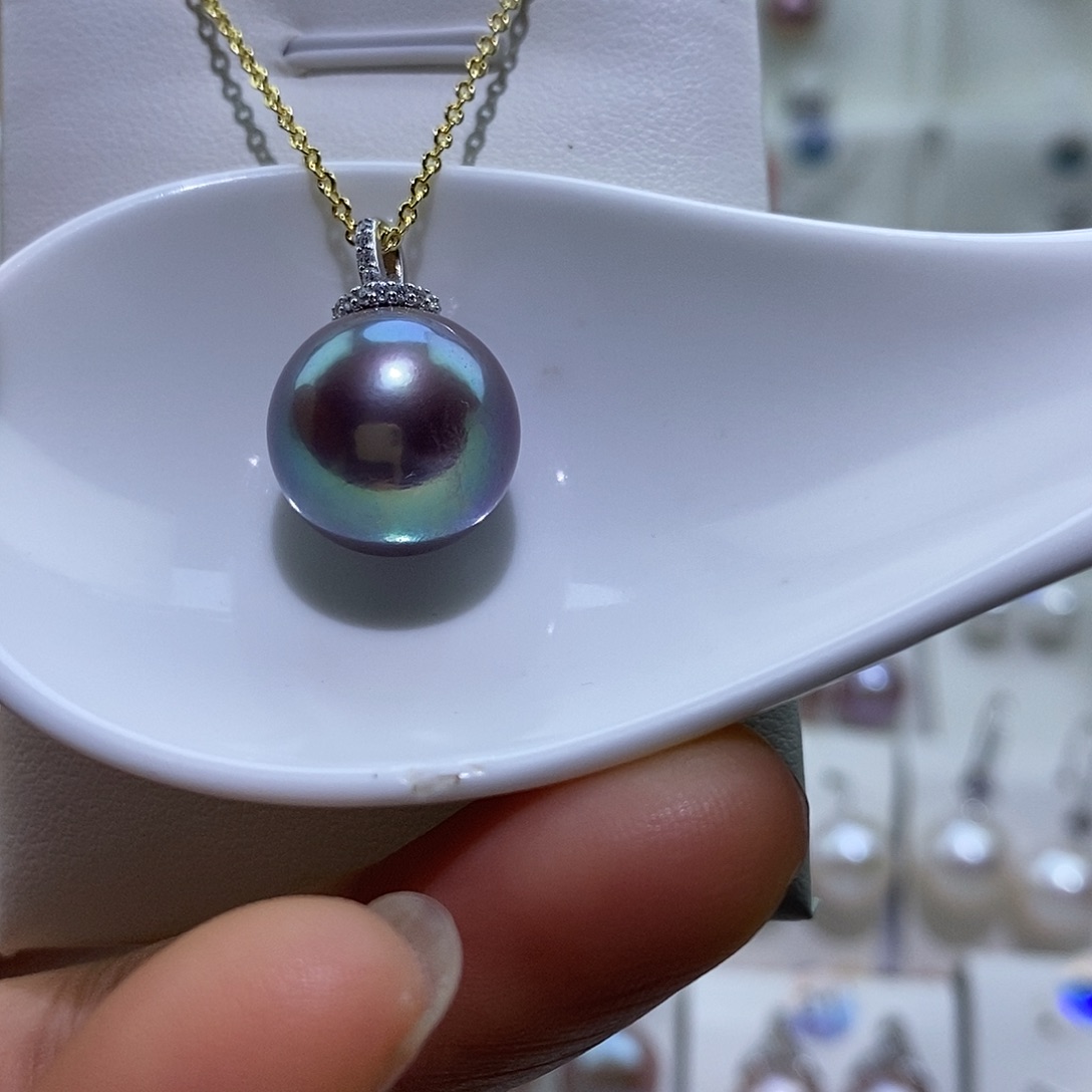 淡水珍珠银S925镶嵌吊坠(赠链)