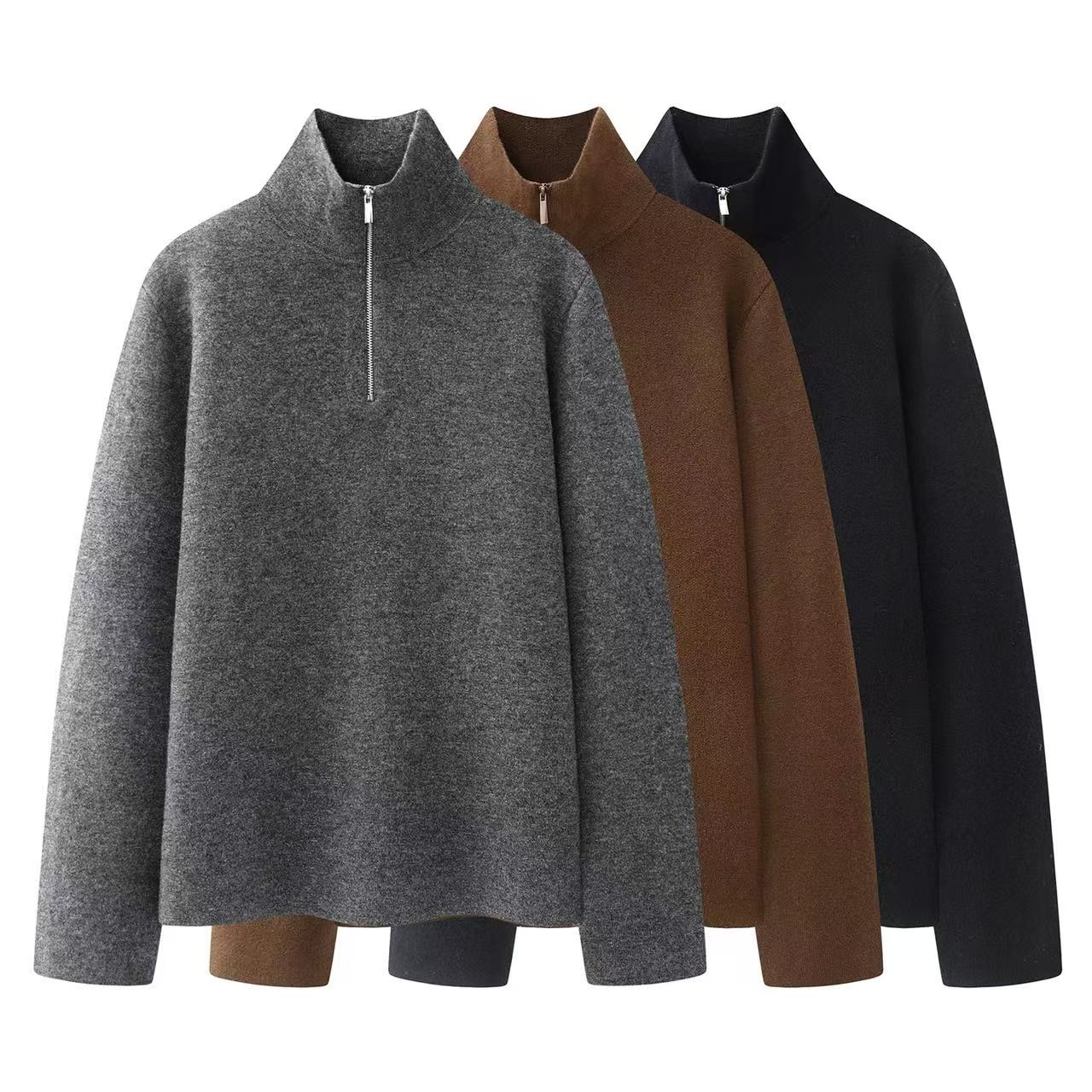 DM137-2025冬季新款时尚百搭宽松半拉链针织衫女