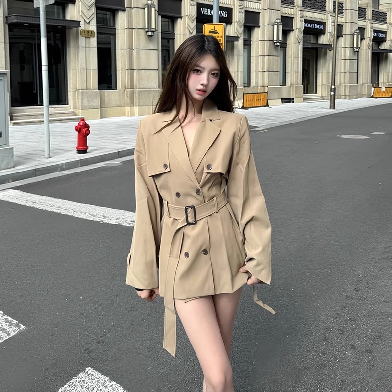 欧若风小个子风衣外套女2025春秋新款高级感英伦收腰气质短款大衣