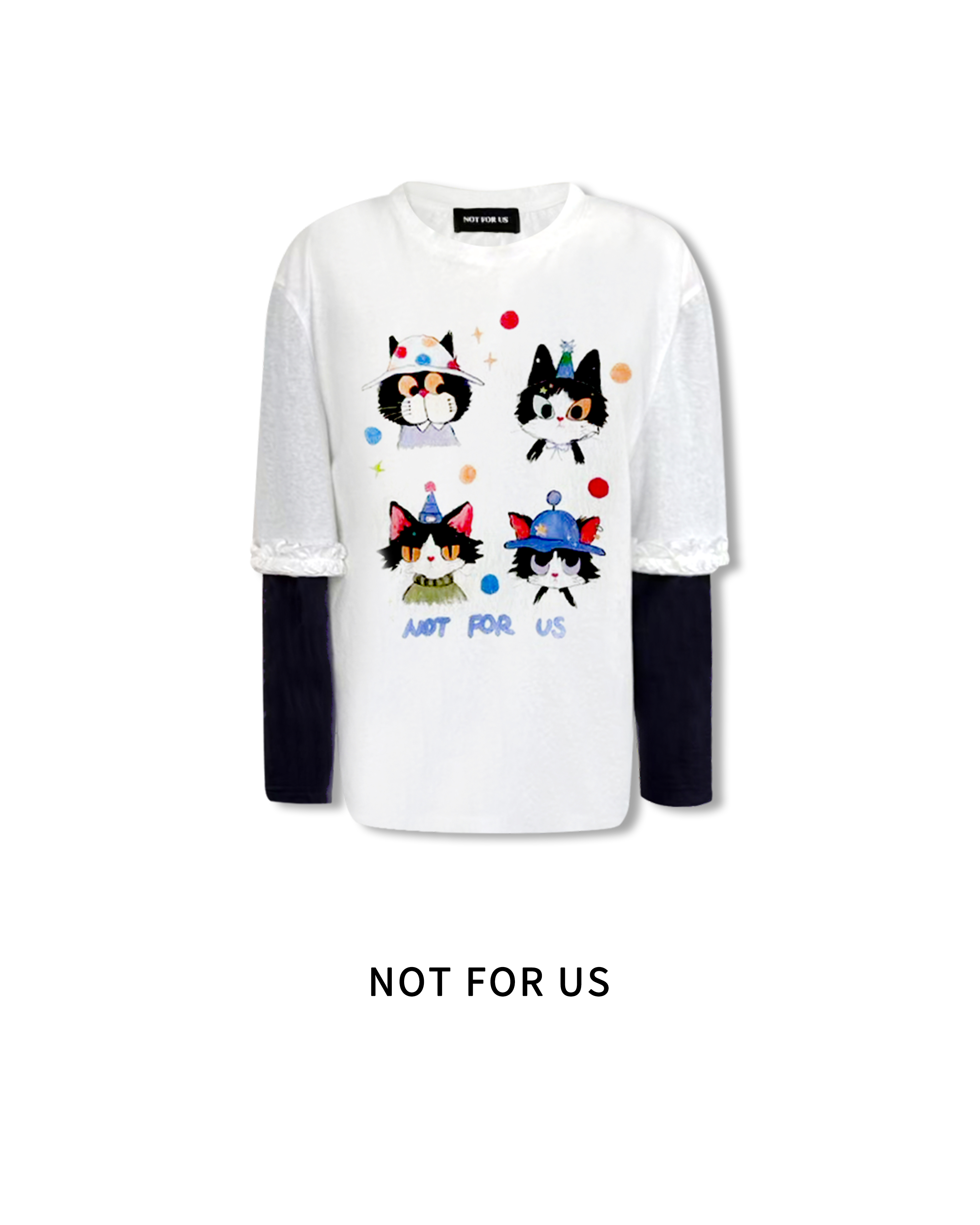 NOT FOR US25AW白色拼接猫咪印花长袖