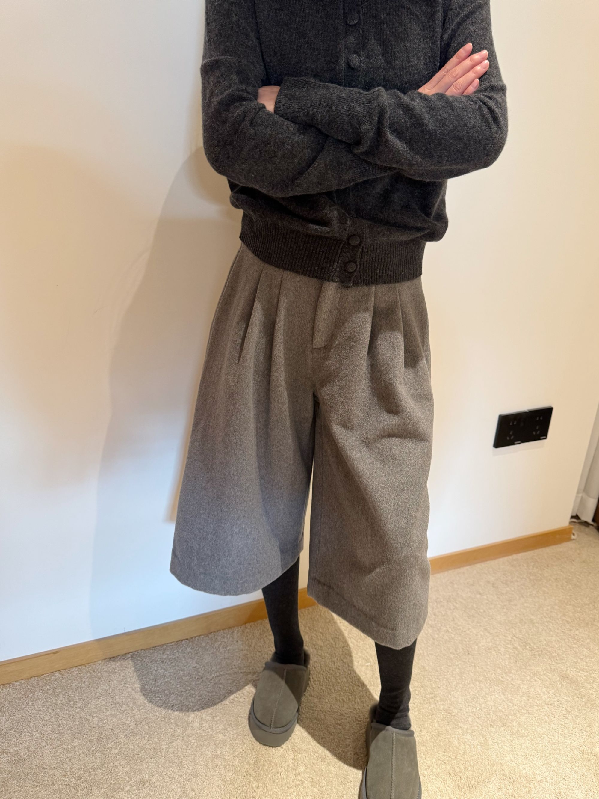 【BORAKOO】高级灰色毛呢七分裤B