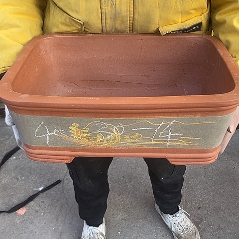 紫砂，中国宜兴紫砂花盆，