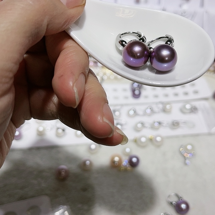 淡水珍珠紫珠水桶银S925镶嵌