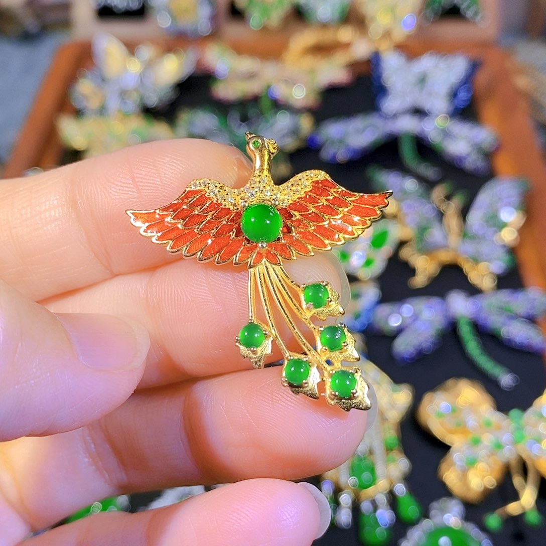 吊坠(不含链)银S925镶嵌翡翠