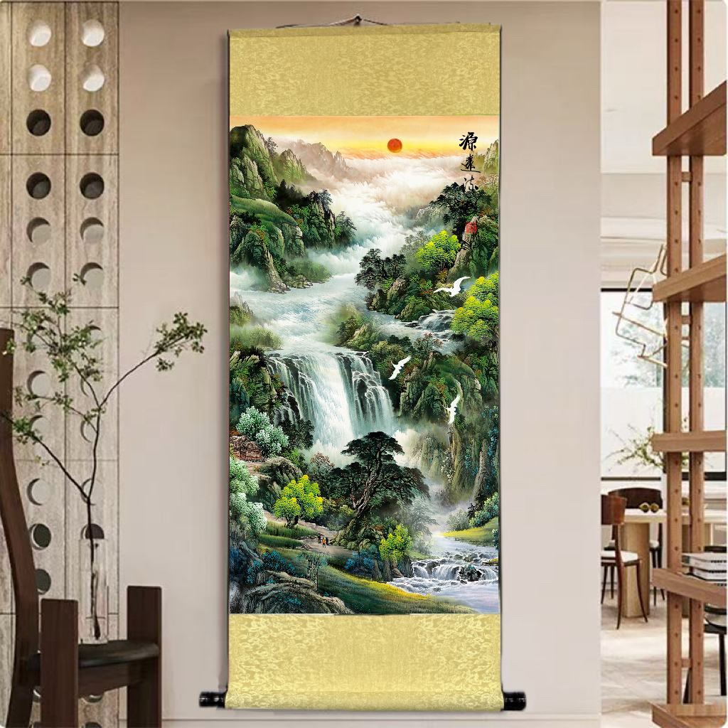 【绿.源远流长】 宽45高140 国画8.13