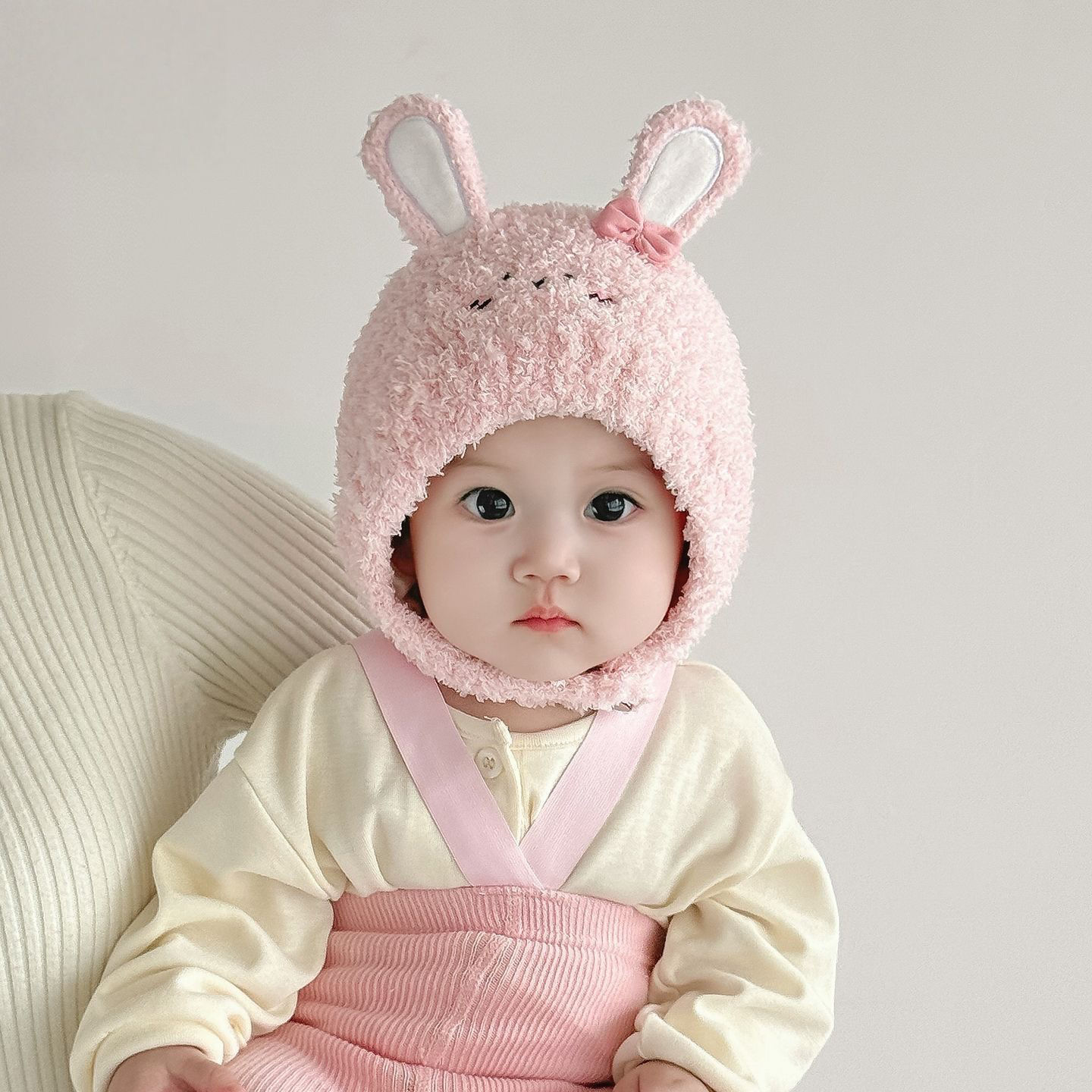 加厚帽子圆顶无檐少女风卡通风防风可爱卡通男童