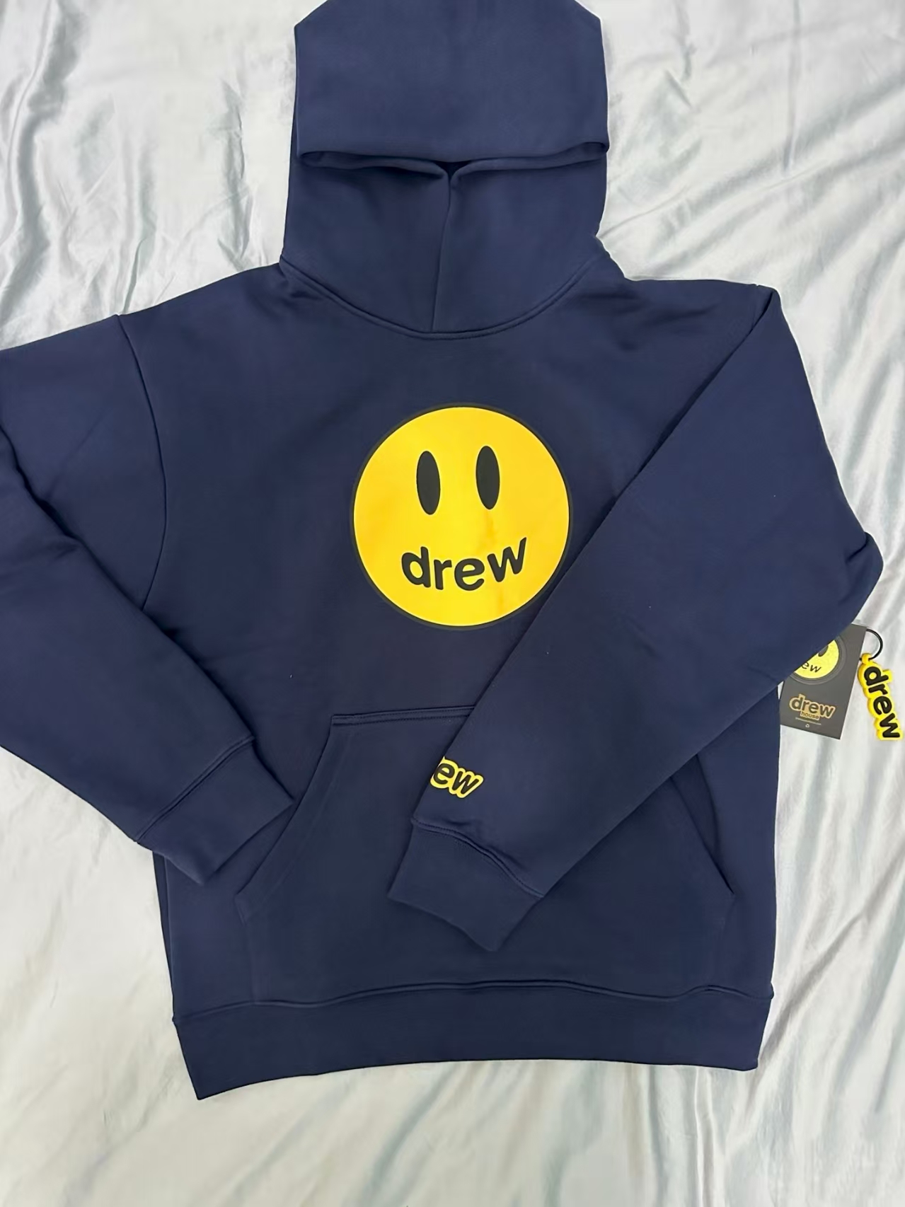 Drew House 笑脸系列 Mascot navy 笑脸连帽加绒卫衣冬季男女同款