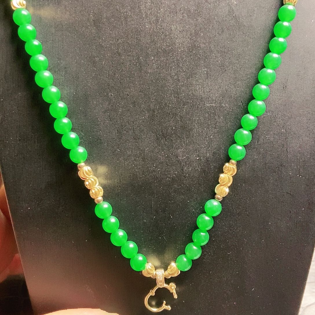 翡翠14K金镶嵌颈饰吊坠