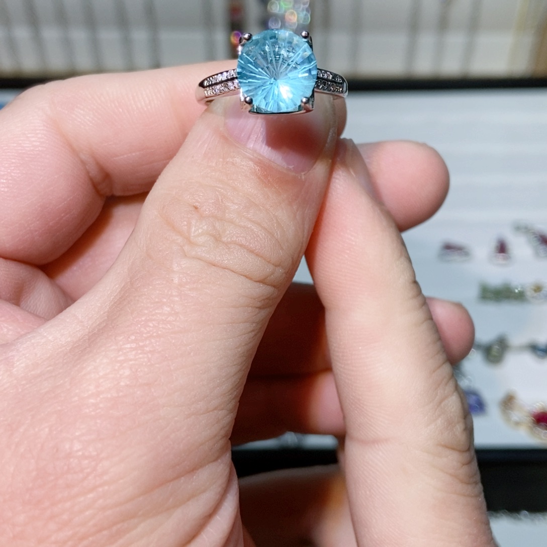 绿水晶戒指银S925镶嵌